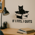 Cat in a Box Wall Sticker Vinyl Decal Cute Funny Cat Art Home Room Decor Gift - Image 1