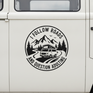 I Follow Roads Question Adulting Camper Sticker Vinyl Decal Van Life Road Trip