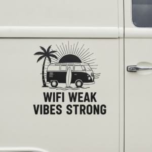 WiFi Weak Vibes Strong Camper Sticker Vinyl Decal Beach Surf Van Life Gift