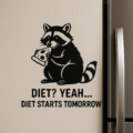 Raccoon Pizza Wall Sticker Vinyl Decal Funny Diet Foodie Kitchen Decor Gift - Image 1