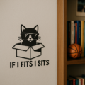 Cat in Box Wall Sticker Vinyl Decal Funny If I Fits I Sits Cat Lover Decor Gift - Image 1