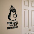 Penguin Coffee Wall Sticker Vinyl Decal Funny Too Cool Mood Kitchen Decor Gift - Image 1