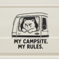 My Campsite My Rules Cat Sticker Funny Vinyl Decal Campervan Motorhome Camper - Image 1