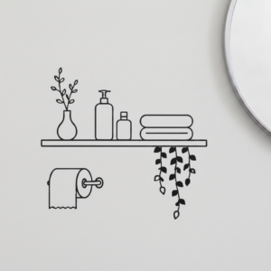 Bathroom Shelf Wall Sticker Vinyl Decal Bathroom Shelfie Wall Art Home Decor